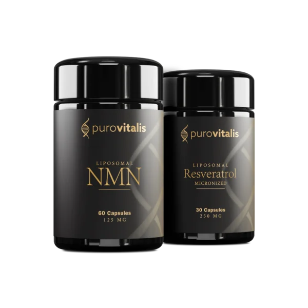 Pachet NMN + Resveratrol, cel mai popular pachet de longevitate Purovitalis.