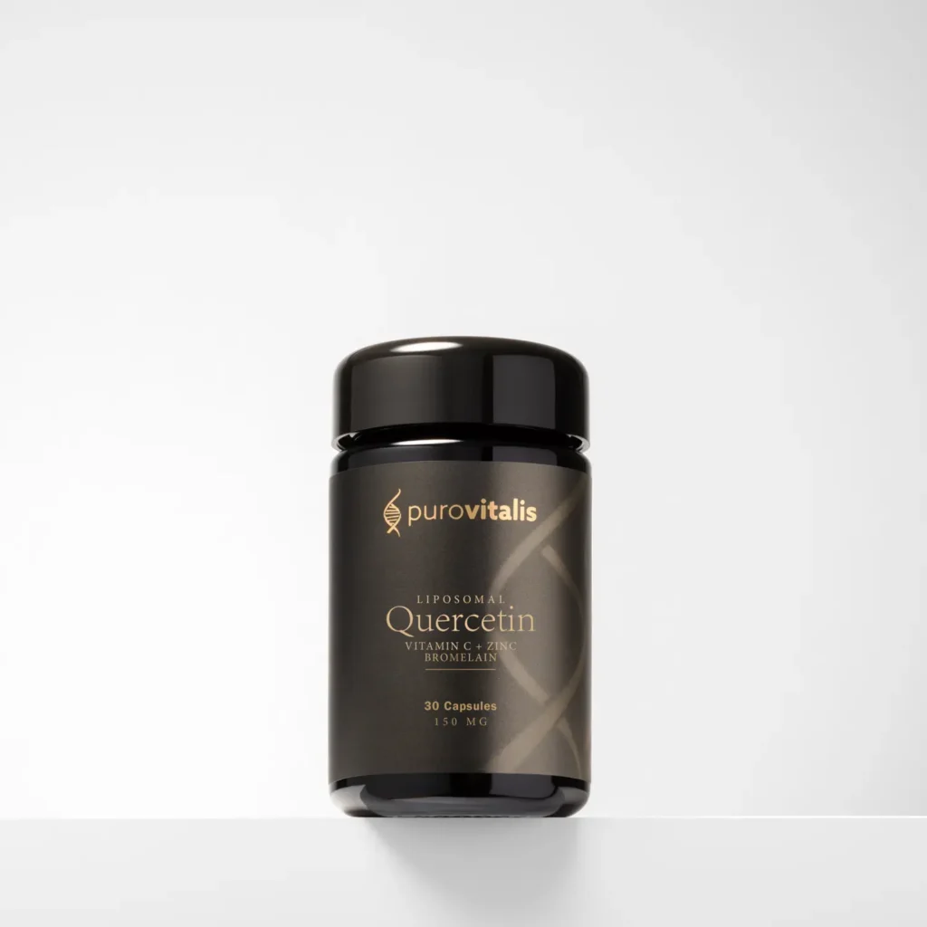 Image shows bottle of Liposomal Quercetin 30 capsules