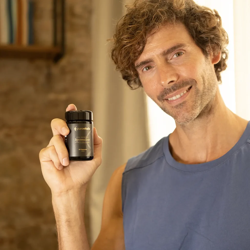 Liposomale spermidineformule, met onder meer vitamine B-complex, zink en vitamine D3 ter ondersteuning van autofagie.