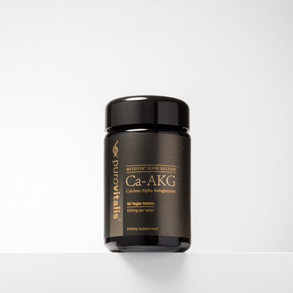 Afbeelding toont flesje met 60 Ca-AKG-tabletten