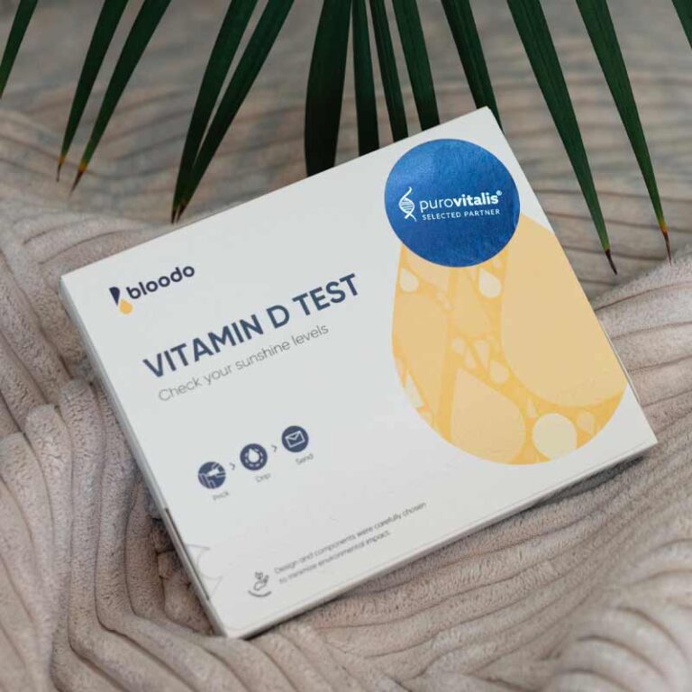 Image of the Purovitalis Vitamin D Test Kit, essential for measuring your vitamin D levels and identifying a deficiency. Perfect choice for those looking to purchase a vitamin D test to optimize health.