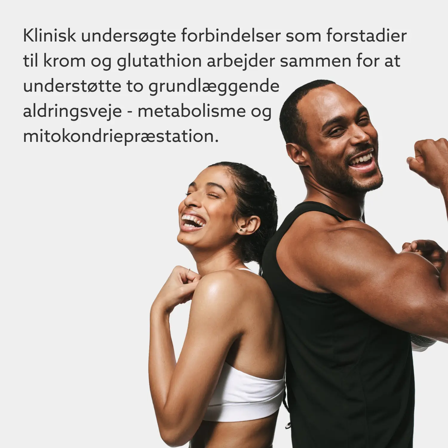 Klinisk undersøgte stoffer som krom og glutathion-forstadier virker sammen om at understøtte to grundlæggende aldringsmekanismer — stofskiftet og mitokondriernes funktion.